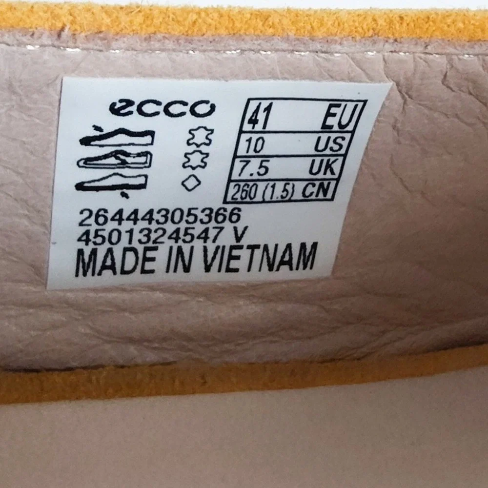 New Ecco Pumps 10 Slingback Kitten Heel Mustard Yellow Suede Pointed Toe Shoes